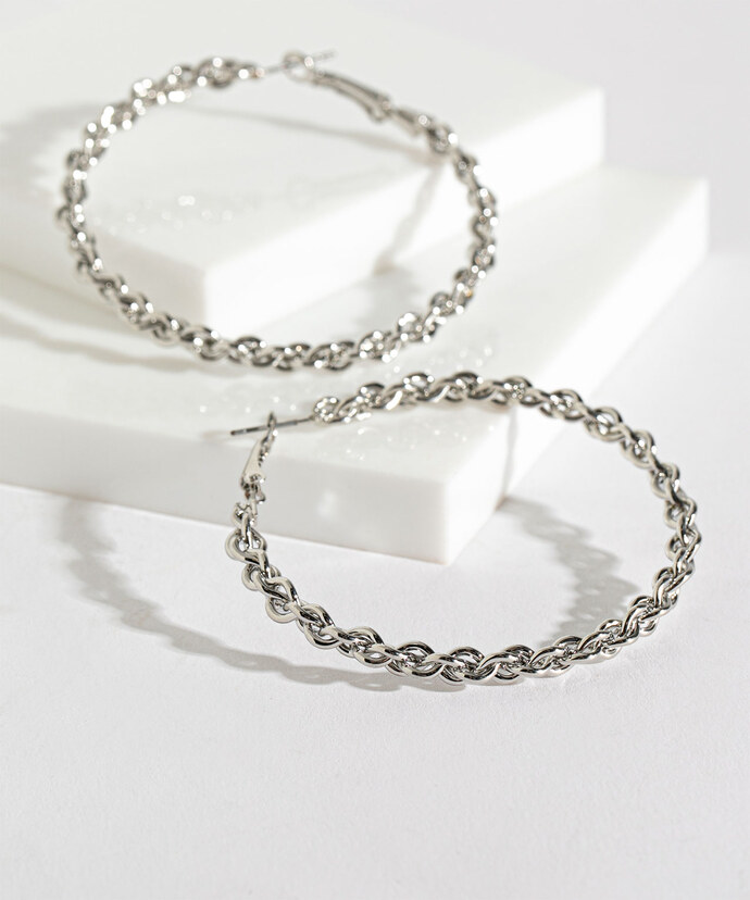 Large Twisted Chain Link Hoop Earrings Image 2