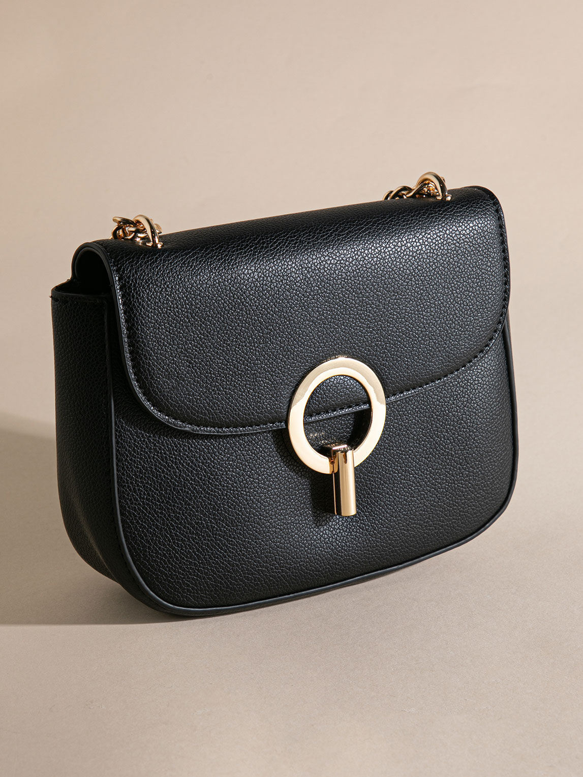 Black Flap Closure Crossbody Bag Rickis