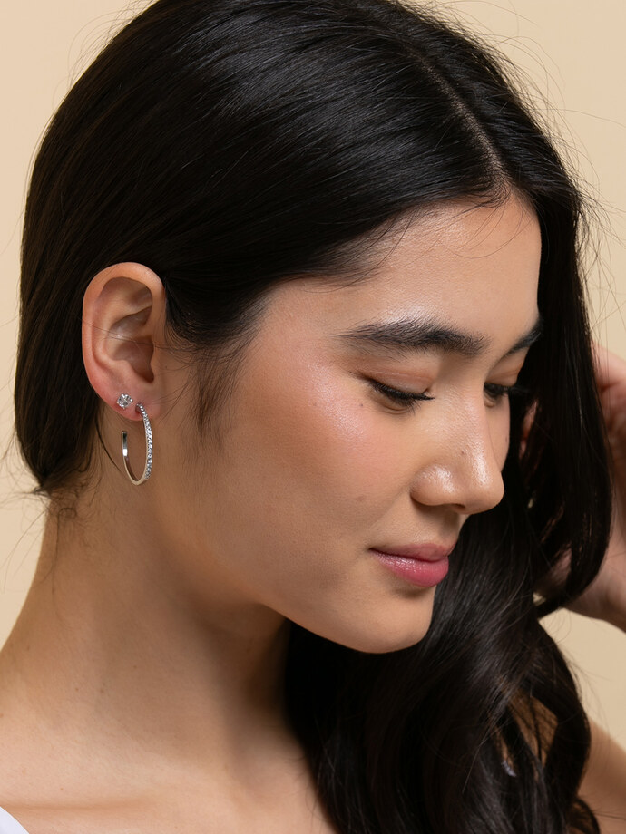 Trio Pack Silver Studs and Hoops Image 2