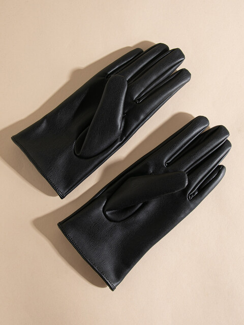 Faux Leather Gloves with Studs