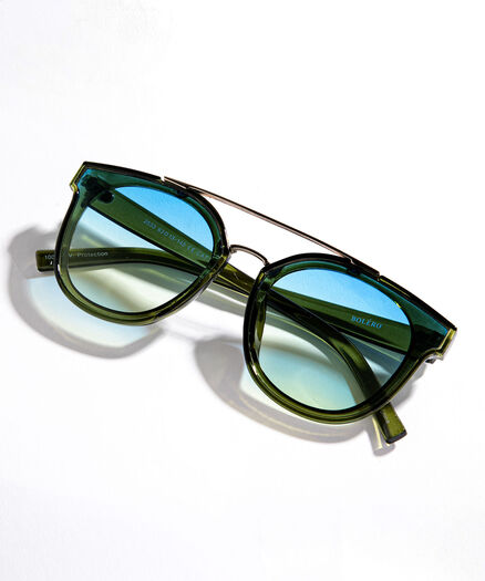 Blue/Green Ombre Sunglasses, Dark Green