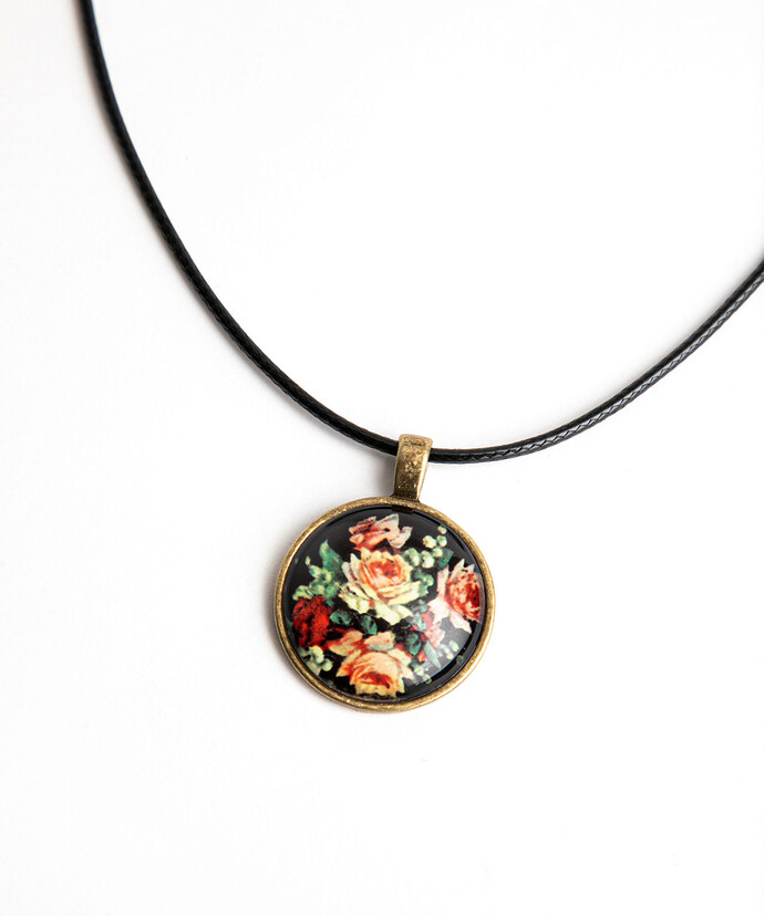 Floral Resin Pendant Necklace Image 2
