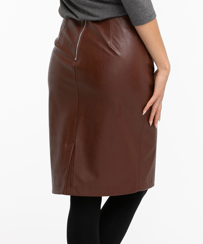 Vegan Leather Pencil Skirt with Zippers Image 3