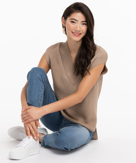 V-Neck Sweater Vest, Heather Oatmeal V-Neck Sweater Vest, Heather Oatmeal