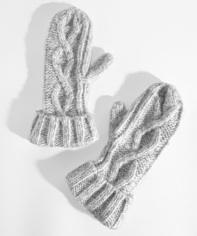 Soft Cable Knit Hat & Mitten Set Image 3