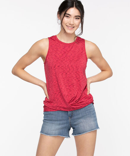 Sleeveless Twist Front Activewear Top, Rouge Red