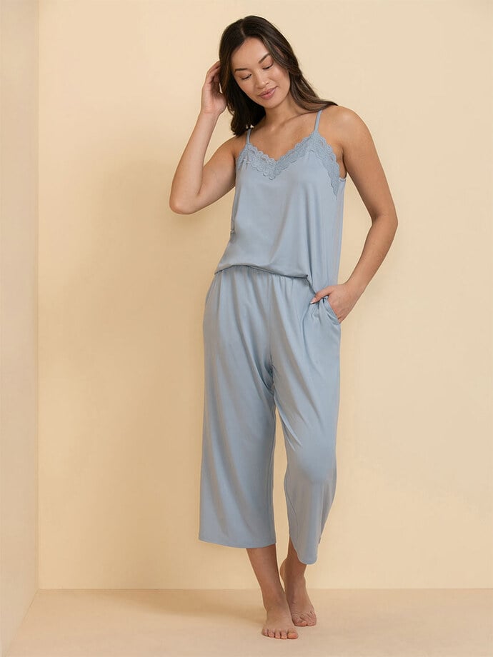 Lace Trim Cami with Crop Pant Sleepset Image 1