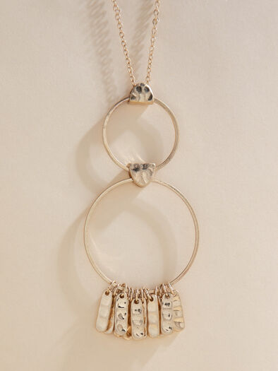 Long Gold Necklace with Pendants, Antique Gold