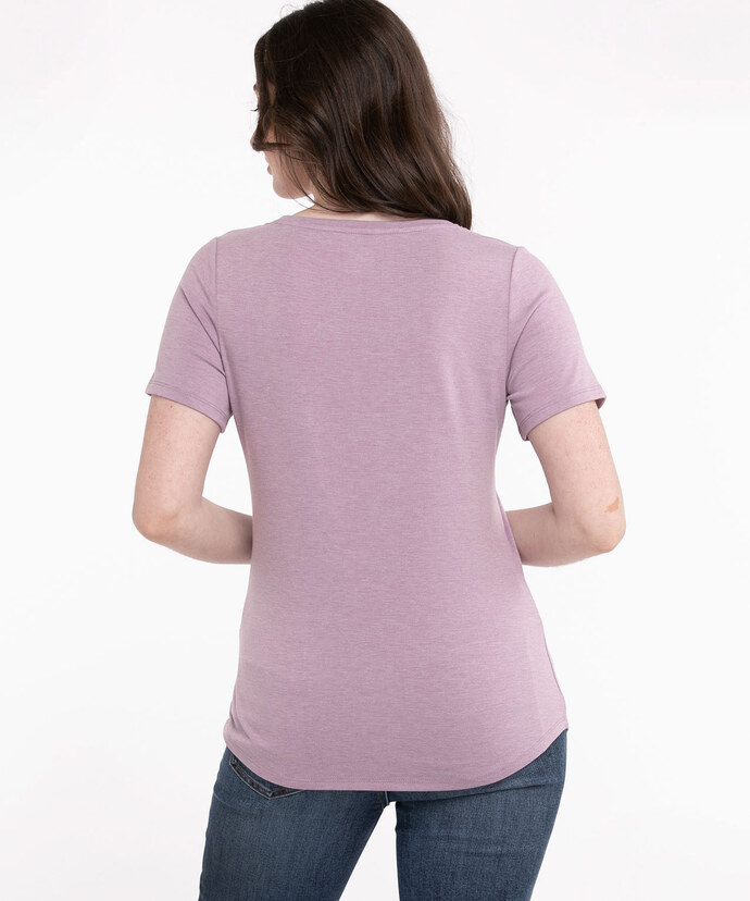Scoop Neck Shirttail Embroidered Tee Image 3