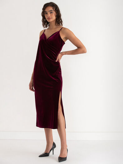 Velvet Wrap Dress, Windsor Wine Velvet Wrap Dress, Windsor Wine