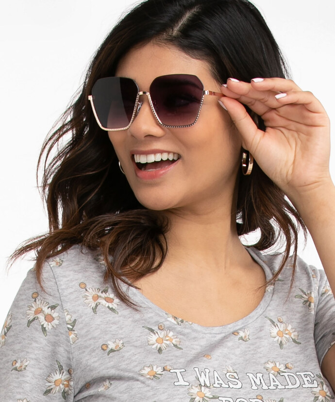 Half-Frame Oversized Sunglasses Image 2