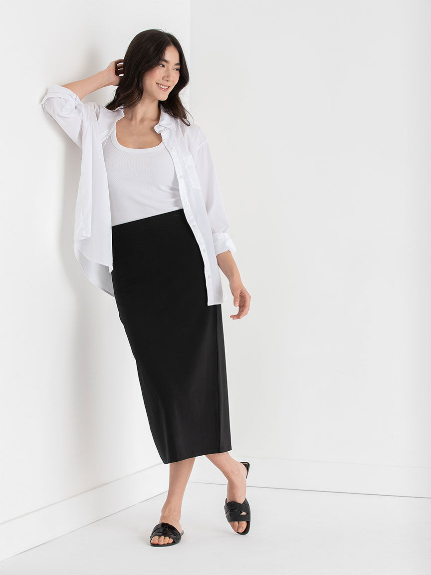Knit Black Midi Skirt Rickis