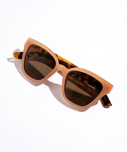 Square Cat Eye Sunglasses, Peach/Tortoise