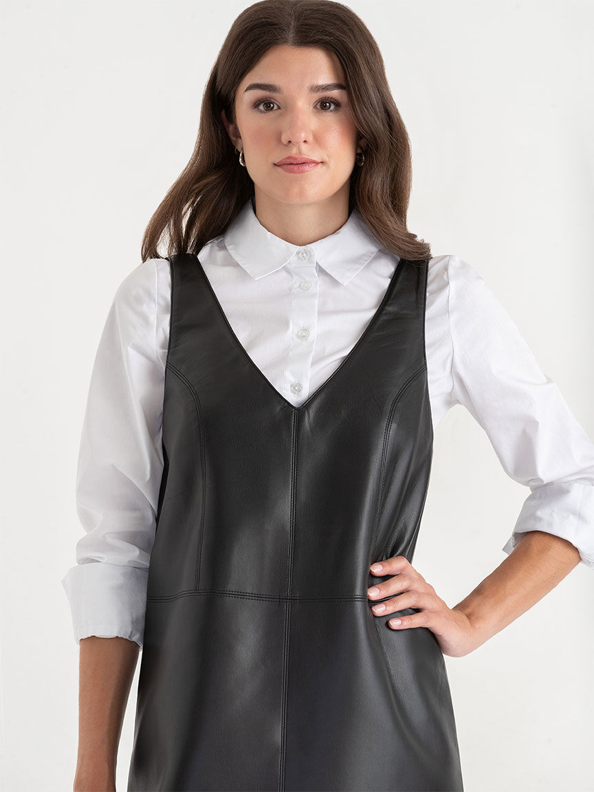 Warehouse leather pinafore shop