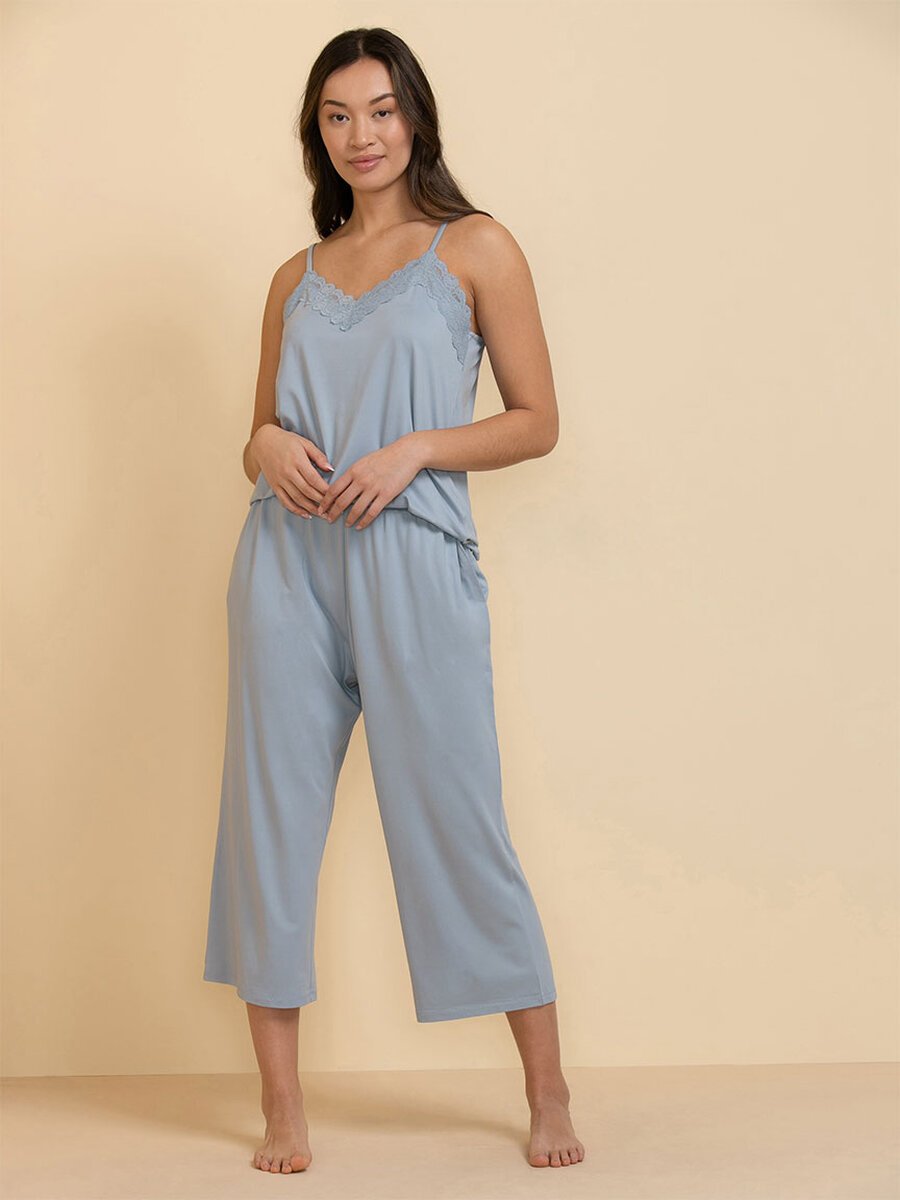 Lace Trim Cami with Crop Pant Sleepset