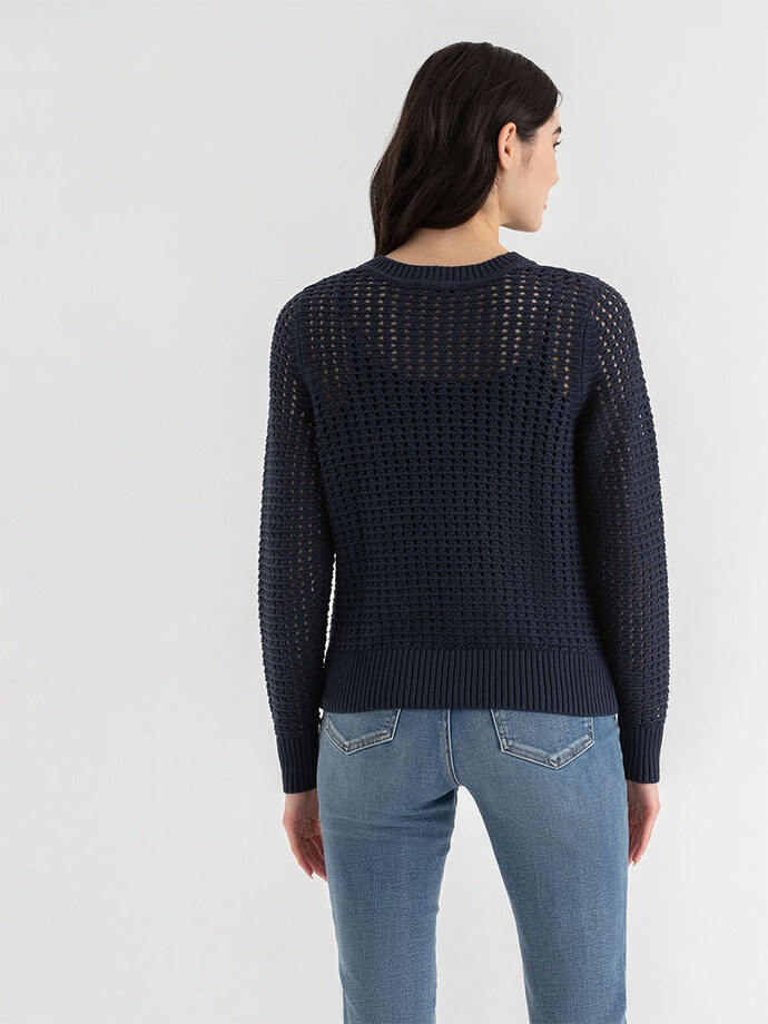 Long Sleeve Crochet Sweater Image 3