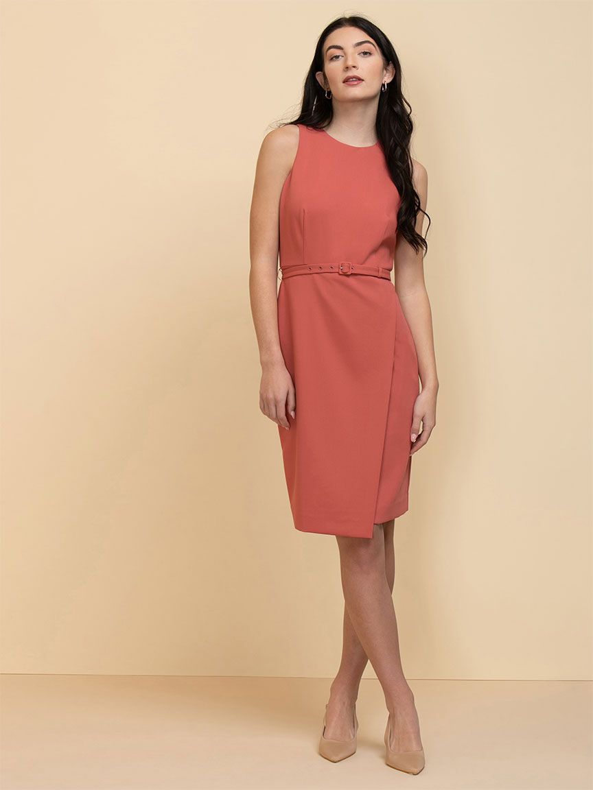 Belted red dress hot sale