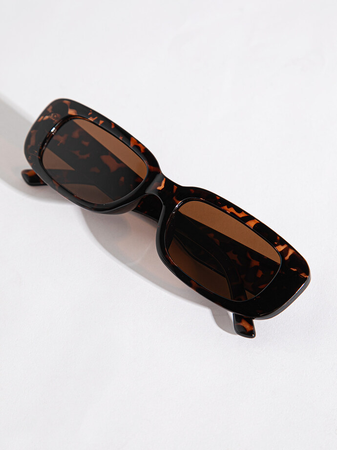 Rectangle Frame Sunglasses with Case Image 1