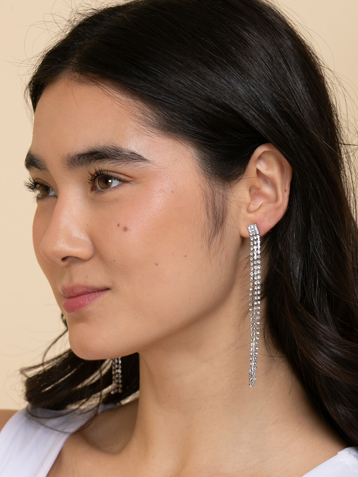 Long silver cheap sparkly earrings
