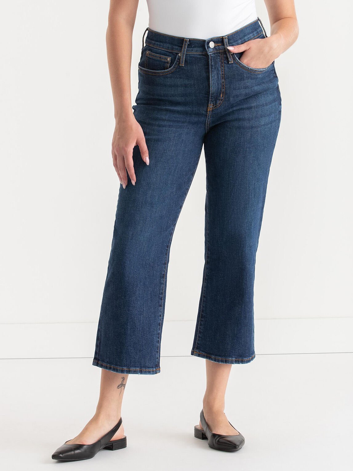 High waisted straight leg cropped jeans outlet