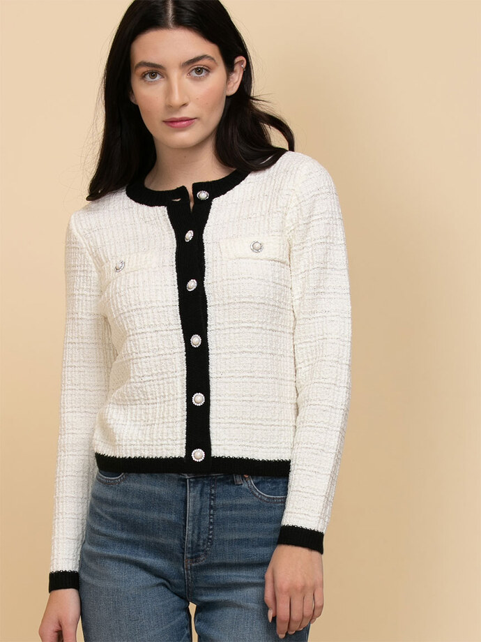 Jewel Button Lady Jacket Sweater Image 4