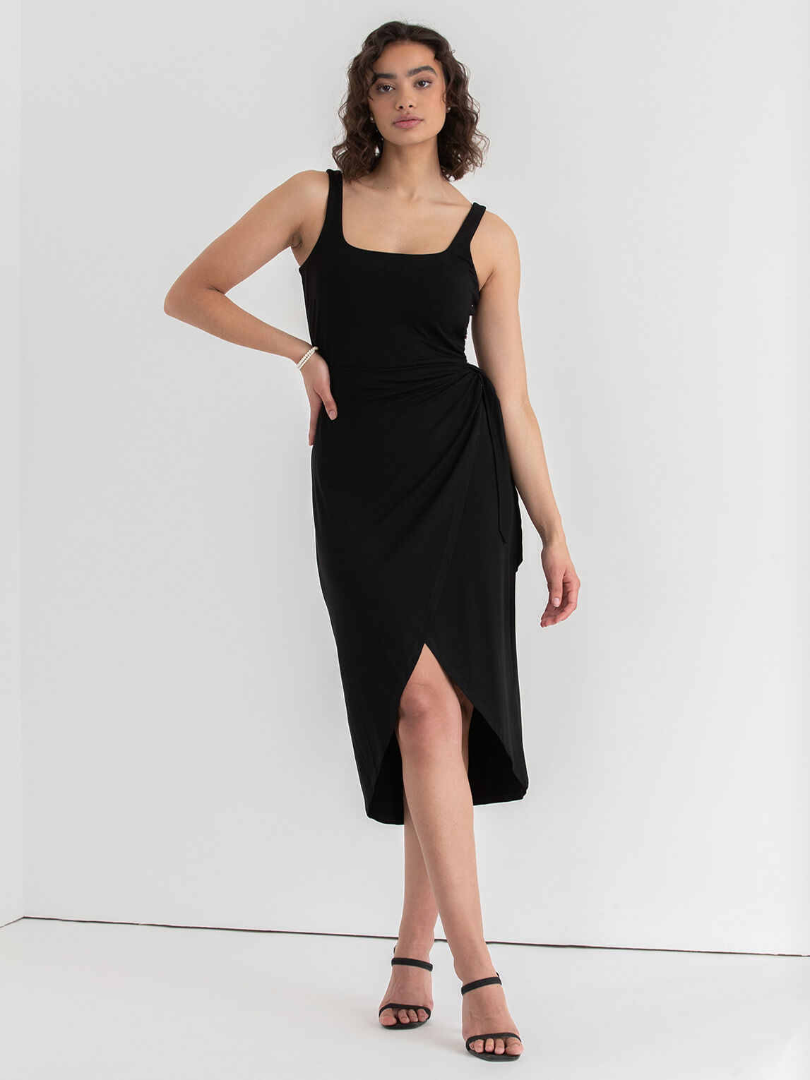 Black side tie dress clearance