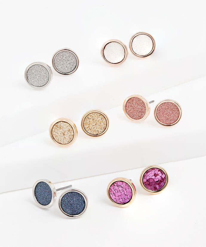 Sparkly Circle Stud Earring 6-Pack Image 1
