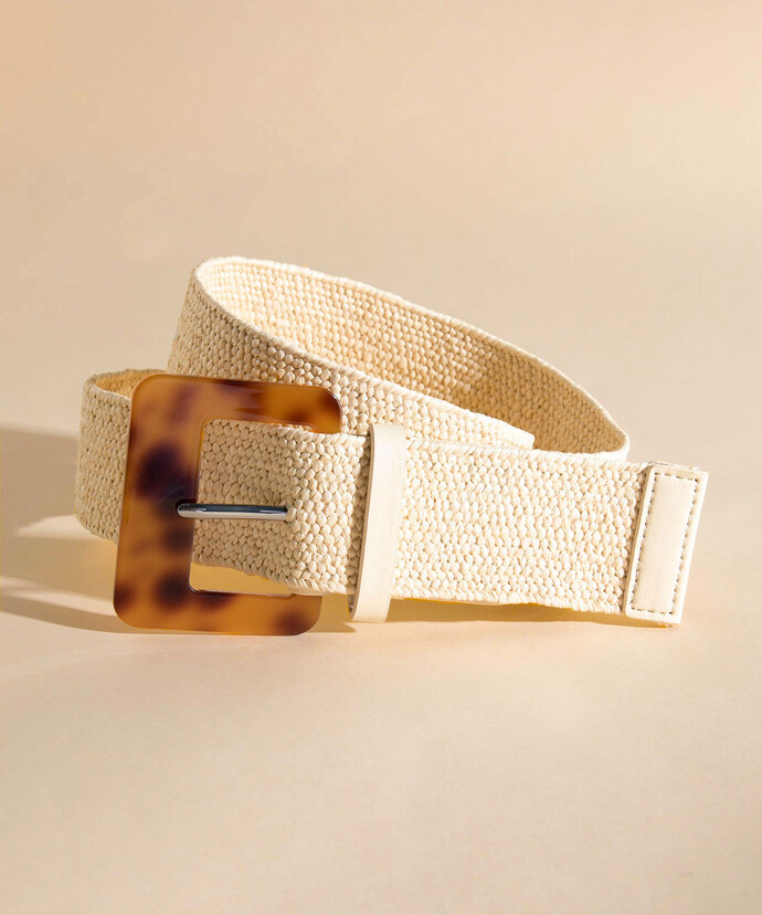 Straw Stretch Belt with Square Buckle Image 1