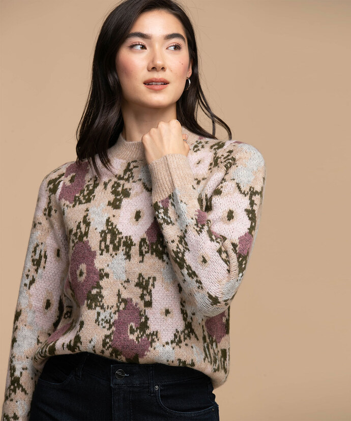 Floral Pattern Pullover Sweater Image 1
