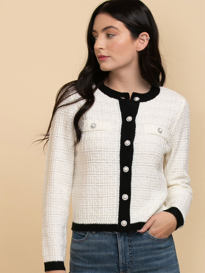 Jewel Button Lady Jacket Sweater Image 1