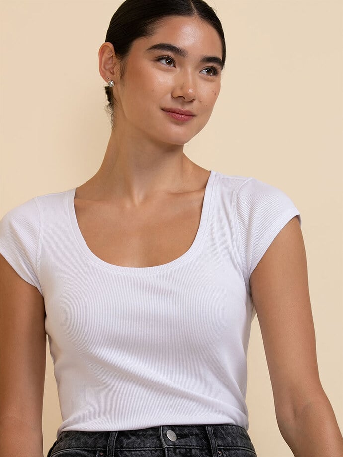 Fitted Scoop-Neck Cap Sleeve Top Image 2