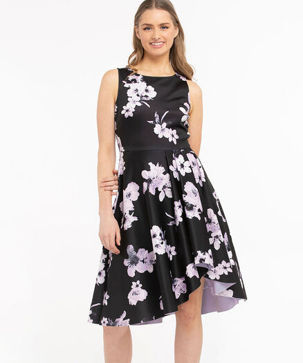 Sleeveless Fit & Flare Dress, Lavender Floral