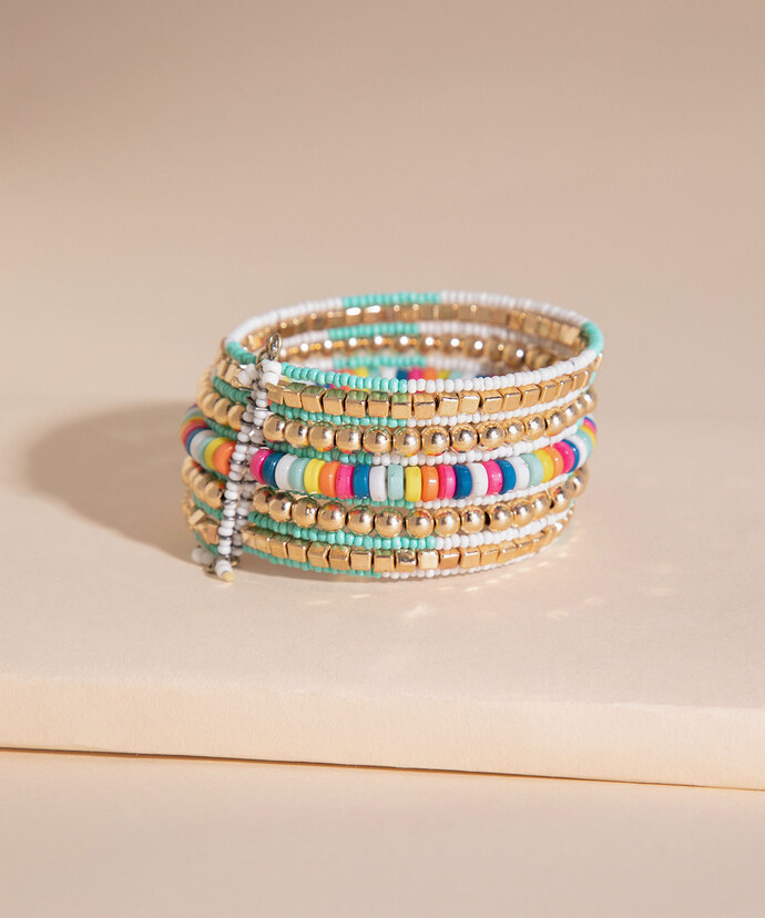 Bright-Coloured Beaded Cuff Bracelet