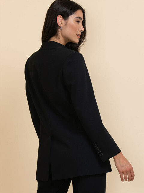 Double Button Relaxed Blazer in Luxe Tailored