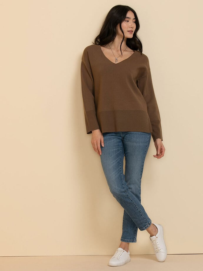 V-Neck Mid-Length Sweater Image 3