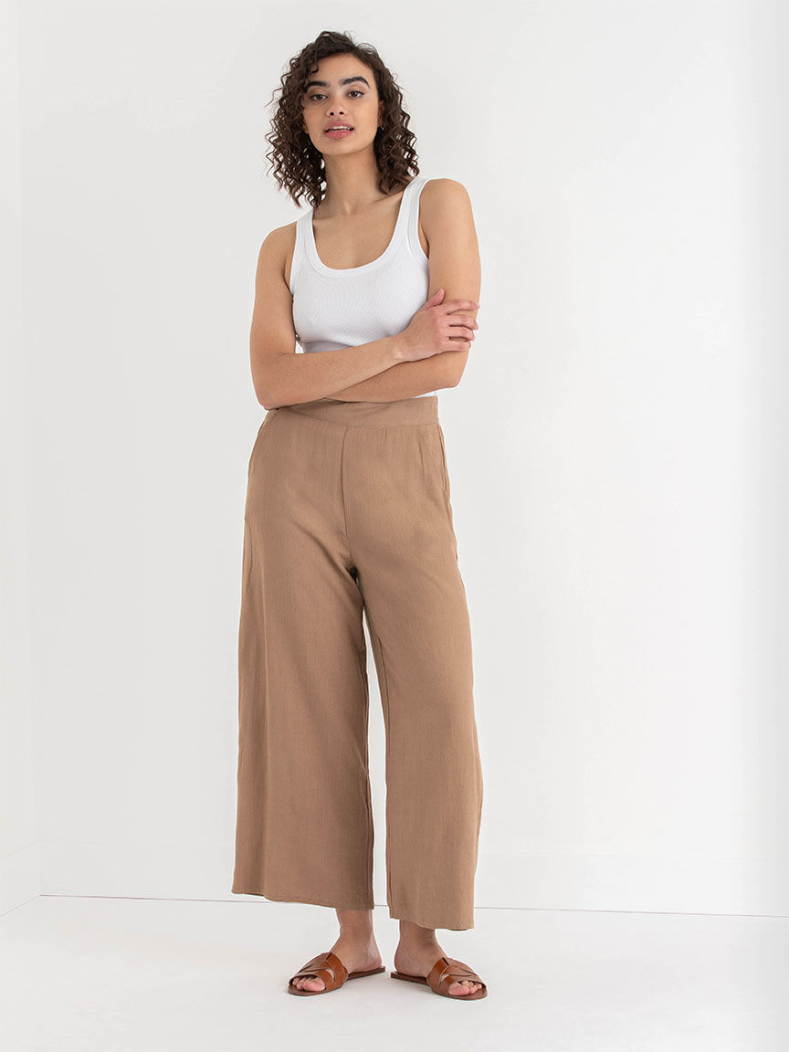 Linen crop pants hotsell