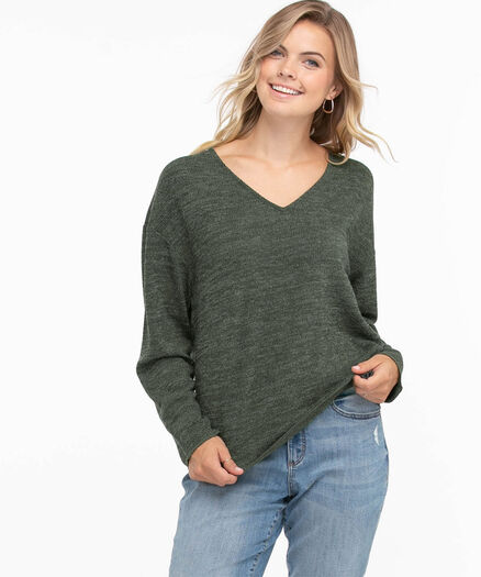 Ribbed Long Sleeve Sweater, Emerald Green