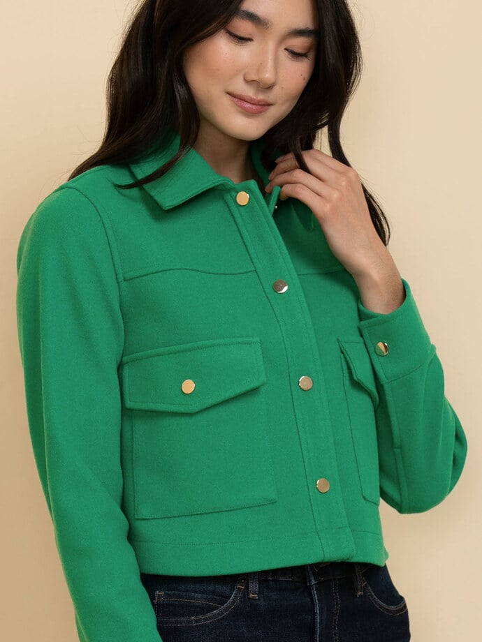 Cropped Shacket with Collar Image 3