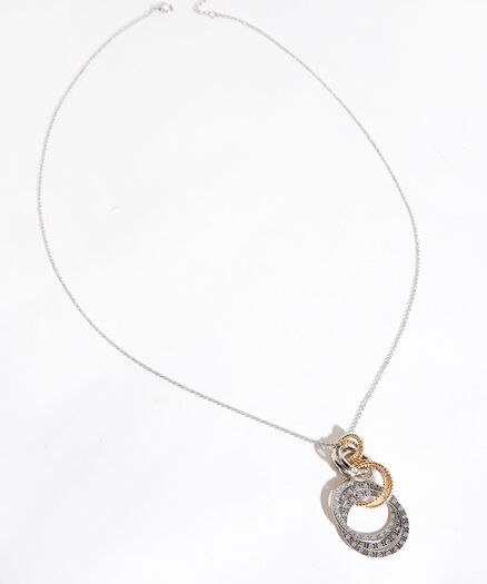 Mixed Metal Circle Pendant Necklace, Silver/Gold