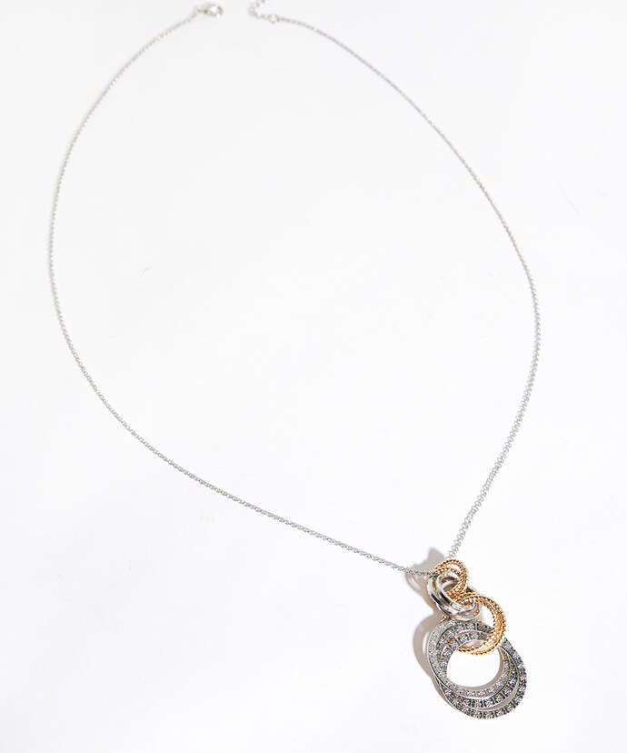 Mixed Metal Circle Pendant Necklace Image 1