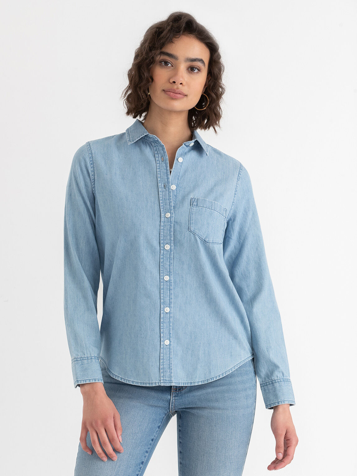 Light blue denim deals shirt for ladies