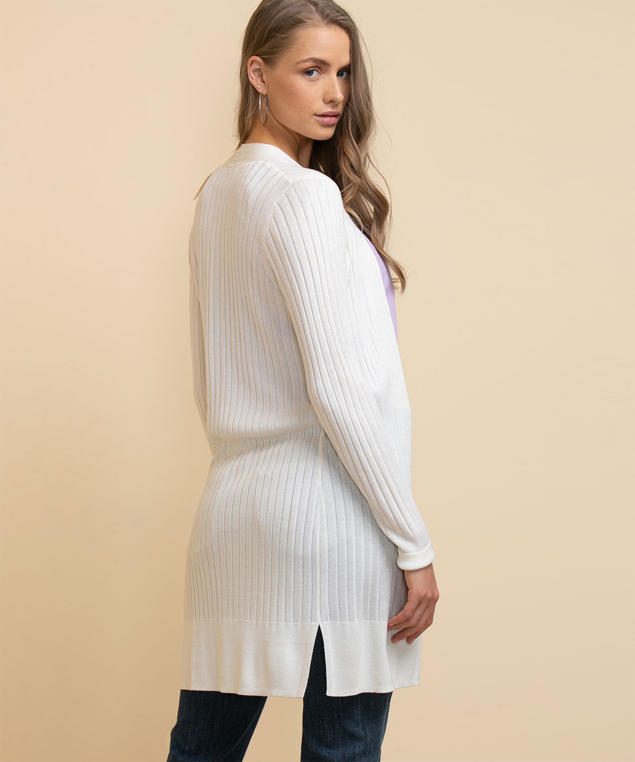 Ribbed discount white cardigan