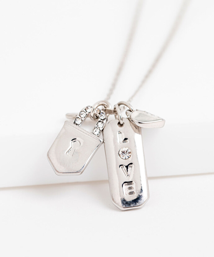 Heart Lock & Love Charm Necklace Image 1