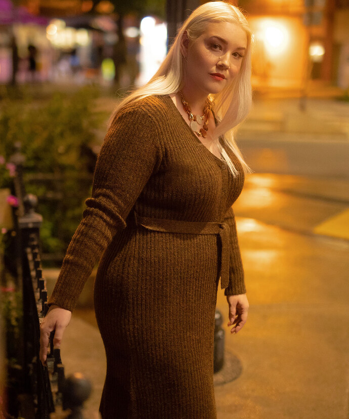 Button Front Sweater Dress Image 1