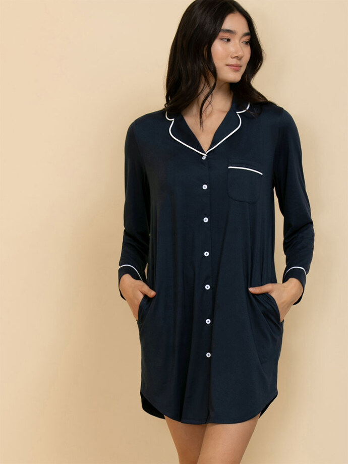 Long Sleeve Button-Down Sleep Shirt Image 3