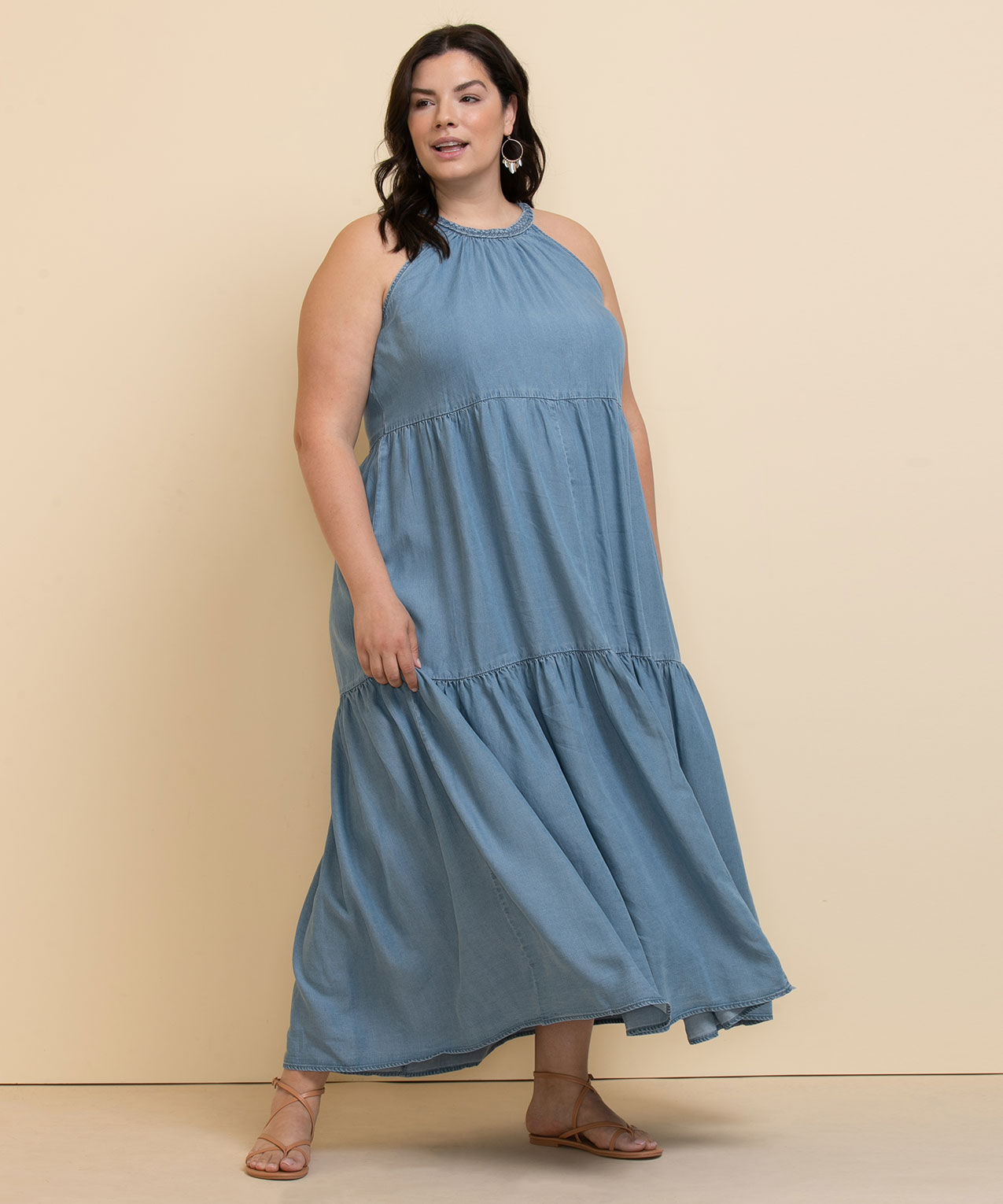 Plus size deals chambray maxi dress