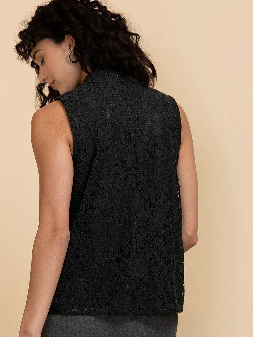 Sleeveless Lace Mockneck Blouse