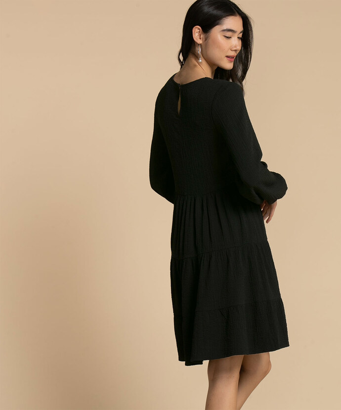 Long Sleeve Tiered Knee Length Dress Image 3