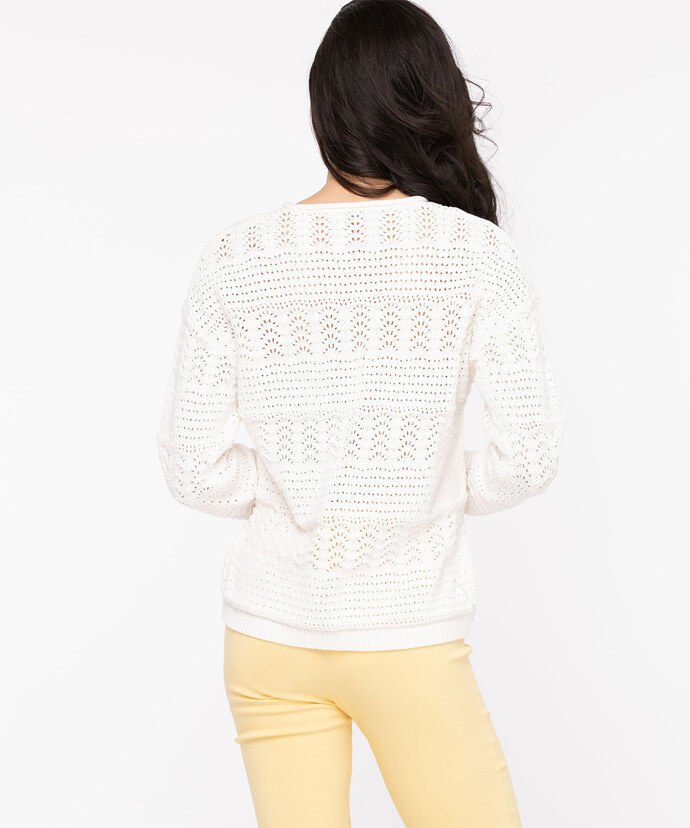 Cotton Pointelle Pullover Sweater Image 3