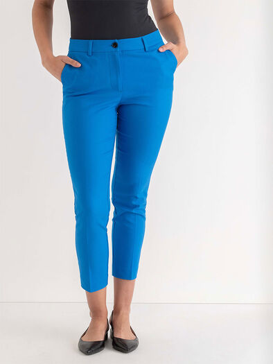 Syd Slim Straight Skimmer Pant in Sateen, Directoire Blue Syd Slim Straight Skimmer Pant in Sateen, Directoire Blue